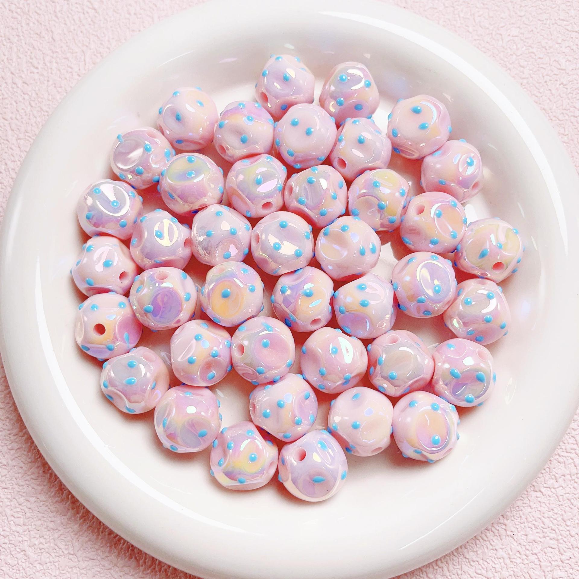 Wholesale 16mm 10pcs UV Plated Acrylic Beads